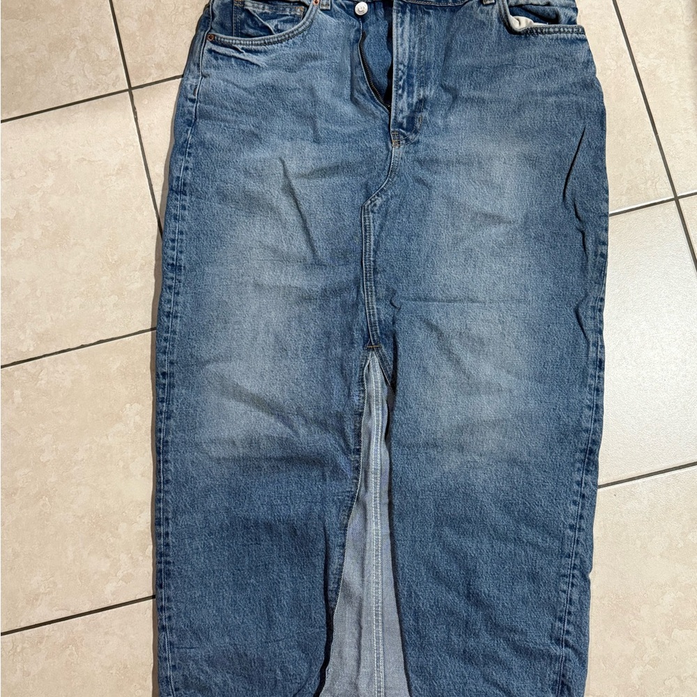 Reformation Blue Denim Jean Skirt